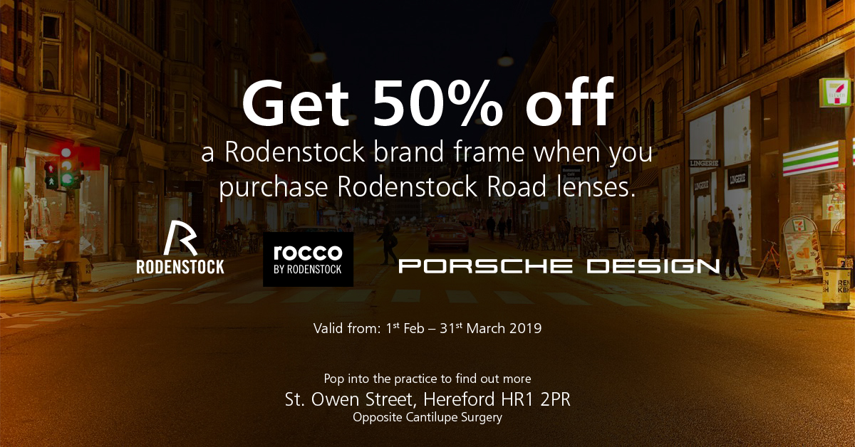 A clear choice – 50% off Rodenstock frames when you buy Rodenstock Road lenses